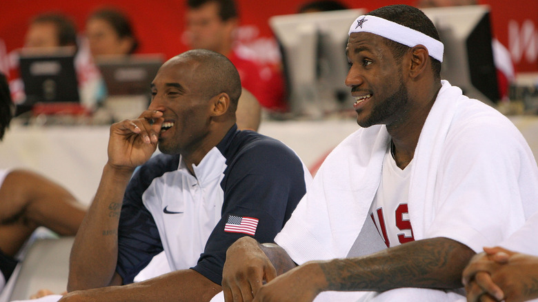 Kobe Bryant and LeBron James sitting together