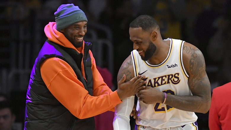 Kobe Bryant and LeBron James laughing