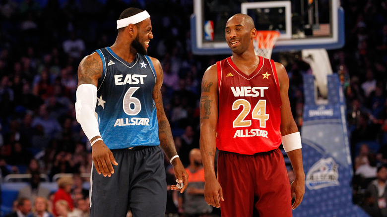 LeBron James and Kobe Bryant at an All-Star game