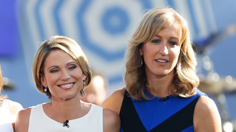 Amy Robach and Lara Spencer attending ABC's Good Morning America Summer Concert Series