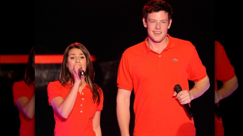 Lea Michele and Cory Monteith stage