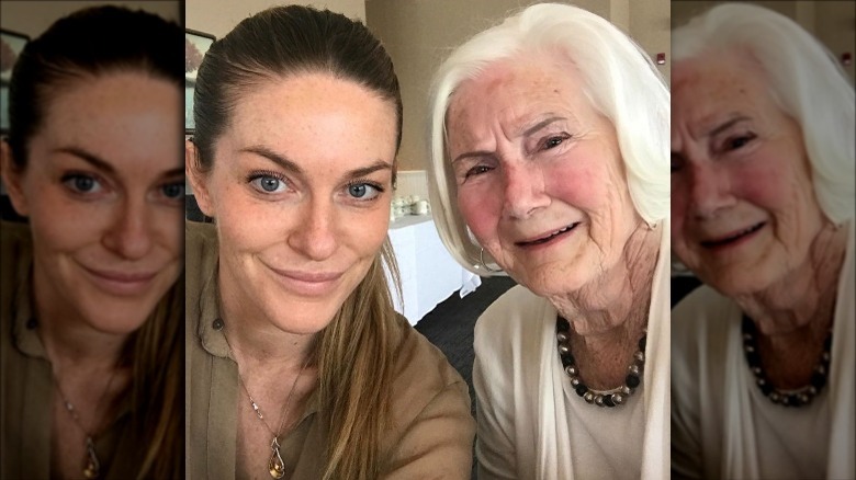 Leah McSweeney taking selfie with her grandmother Marie