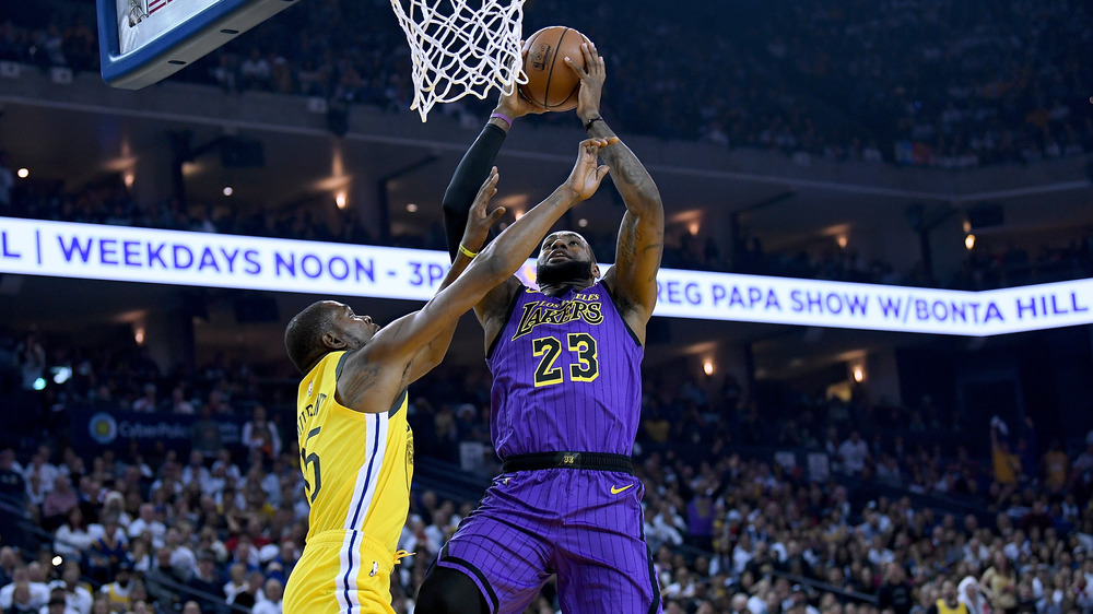 Kevin Durant and LeBron James face off on the basketball court