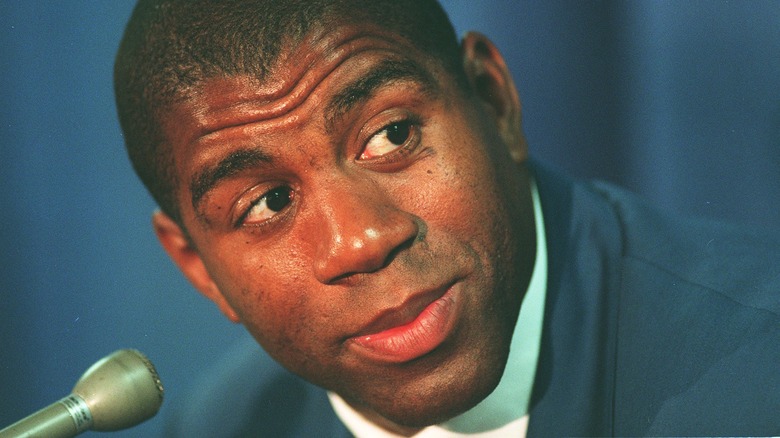 Magic Johnson at a press conference