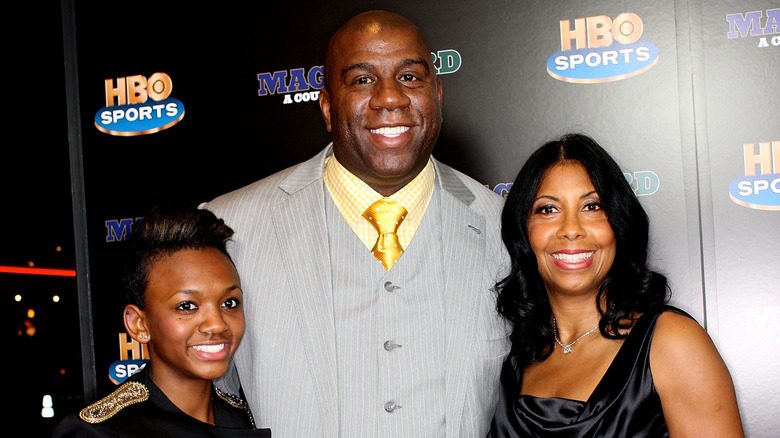 Elisa Johnson Magic Johnson with his wife and daughter