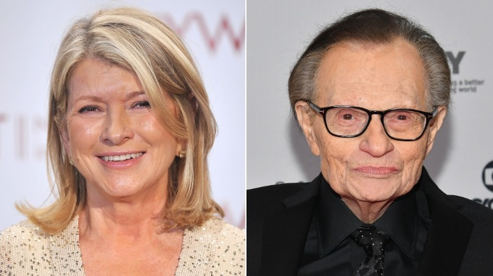 Martha Stewart and Larry King smiling