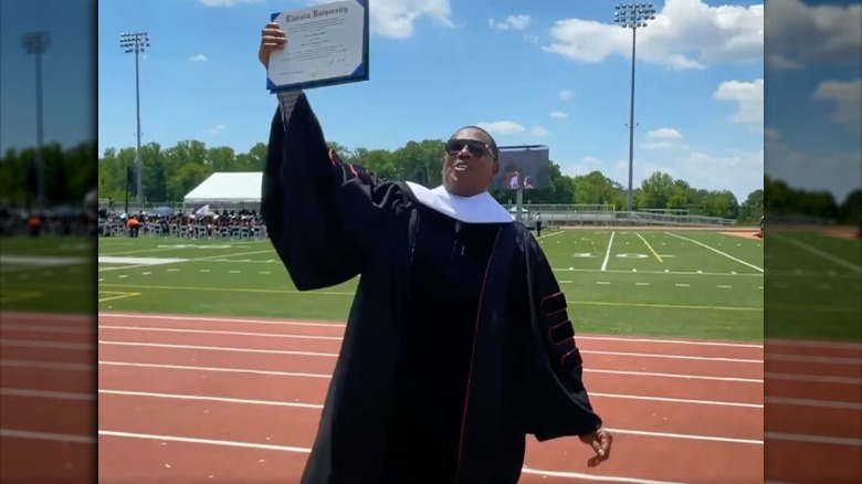 Master P celebrating his graduation from Lincoln University