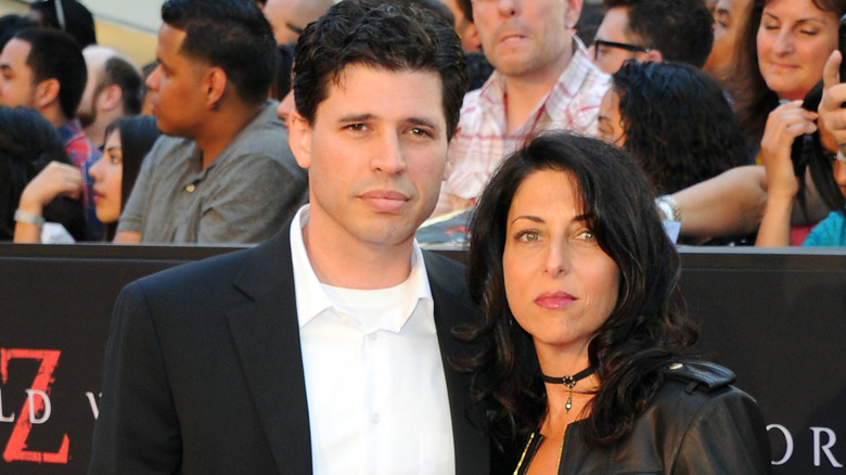 Max Brooks, Michelle Kholos Brooks posing