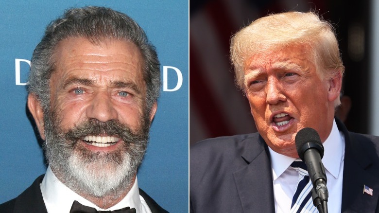 Mel Gibson and Donald Trump split image
