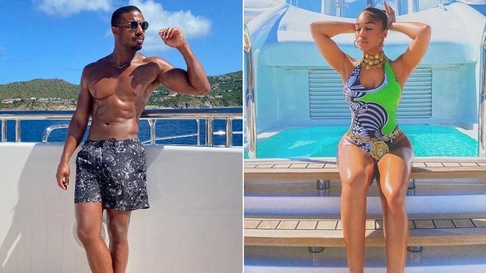 Michael B. Jordan relaxing shirtless on a yacht 