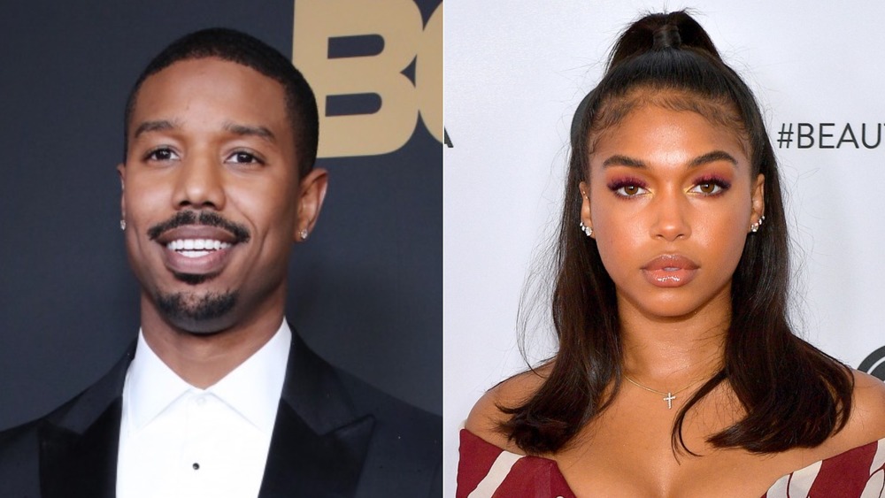 Michael B. Jordan smiling (left), Lori Harvey (right)