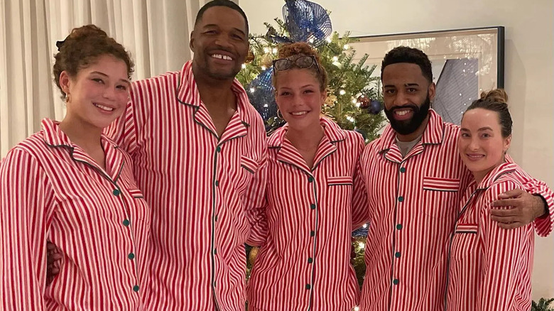 Michael Strahan and his family, in matching pjs