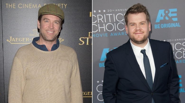 Michael Weatherly and James Corden on the red carpet at separate Hollywood events