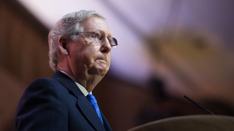 mitch mcconnell bites lower lip