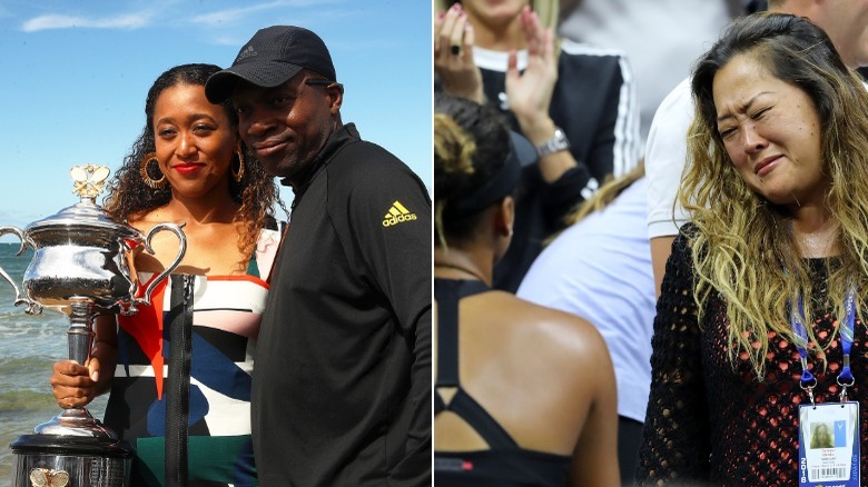 Naomi Osaka and Leonard Francois at Women's Australian Open 2019; Naomi Osaka and Tamaki Osaka at US Open 2018