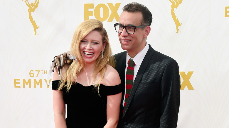 Fred Armisen puts clawed glove on Natasha Lyonne's shoulder