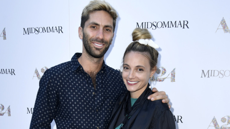 Nev Schulman and Laura Perlongo attend the Premiere Of A24's "Midsommar" at ArcLight Hollywood