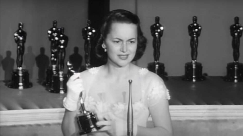 Olivia de Havilland accepting one of her Oscars