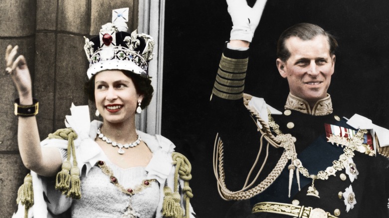 Queen Elizabeth, Prince Philip, Buckingham Palace, 1953