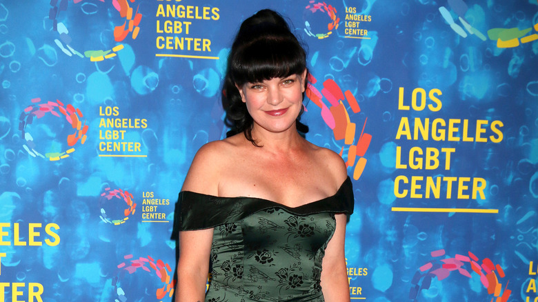 Pauley Perrette green dress