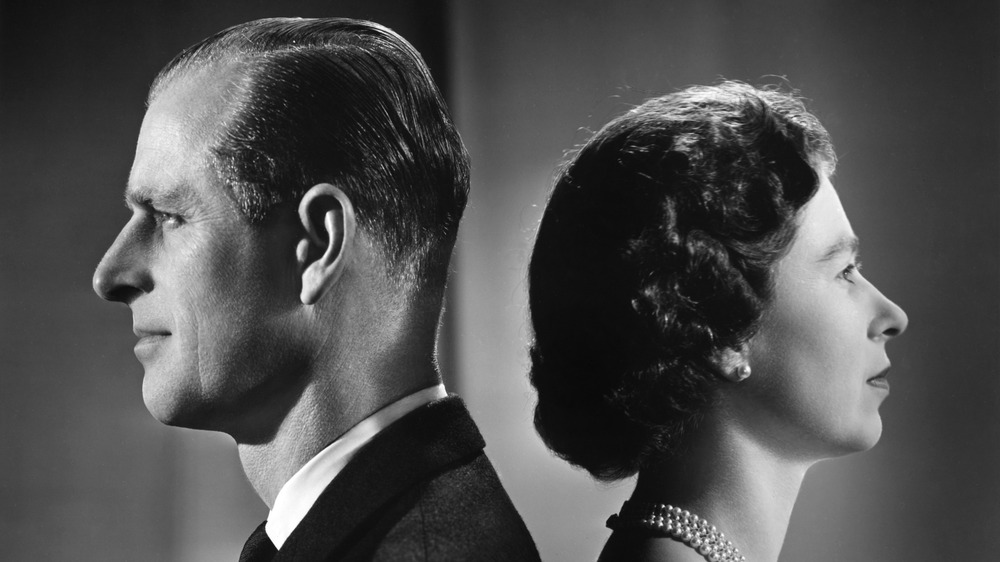 Prince Philip and Queen Elizabeth at Buckingham Palace in 1958 