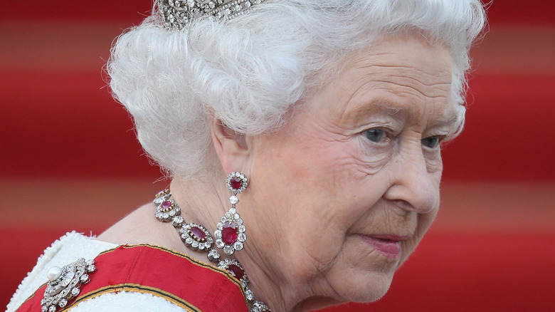Queen Elizabeth looking sad 
