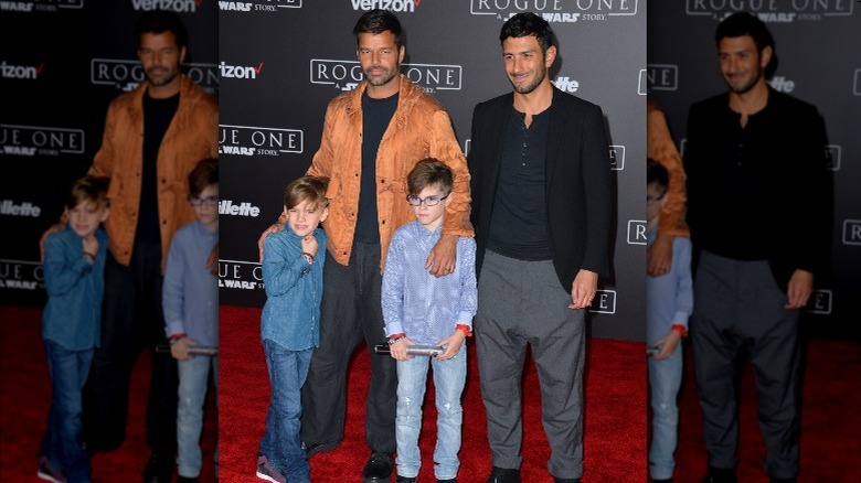 Ricky Martin and sons posing with Jwan Yosef