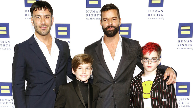 Jwan Yosef, Ricky Martin posing with sons