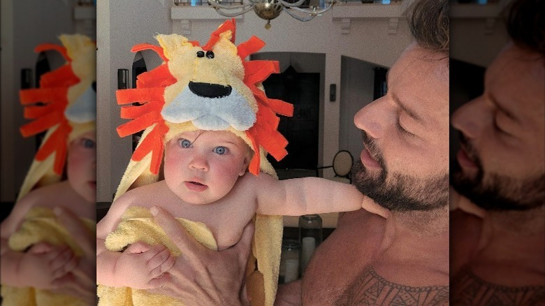 Ricky Martin's daughter Lucia wearing lion costume