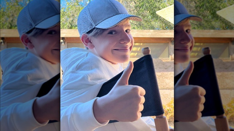 Ricky Martin's son Matteo giving thumbs up