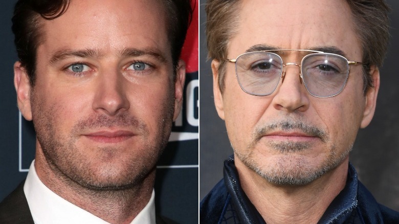 (L-R) Armie Hammer and Robert Downey Jr. on the red carpet