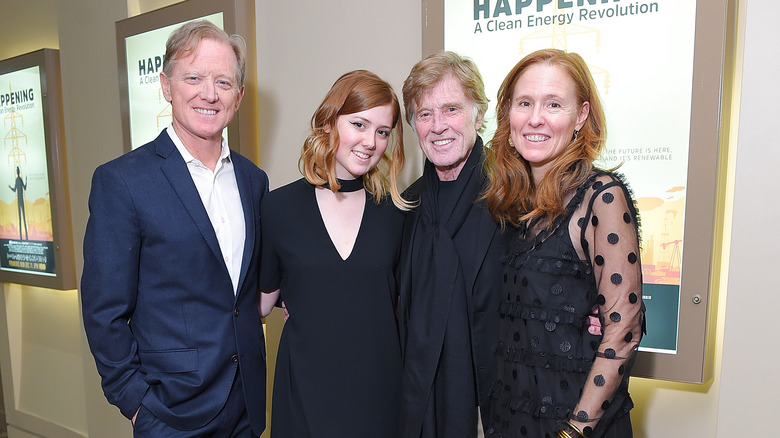 Robert Redford with his son, daughter and granddaughter.