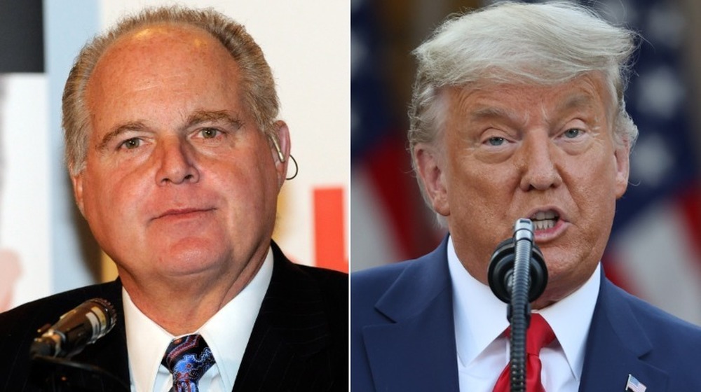 Rush Limbaugh speaking and Donald Trump speaking 