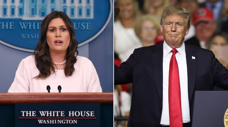 Sarah Huckabee Sanders and Donald Trump