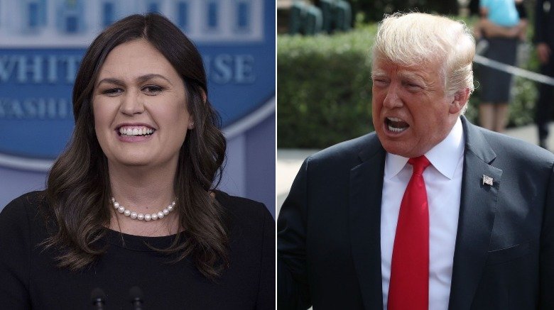 Sarah Huckabee Sanders and Donald Trump