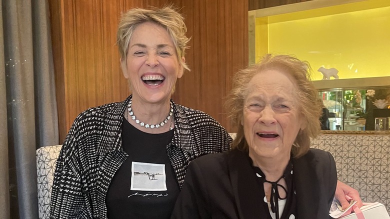 Sharon Stone and her mother laugh together