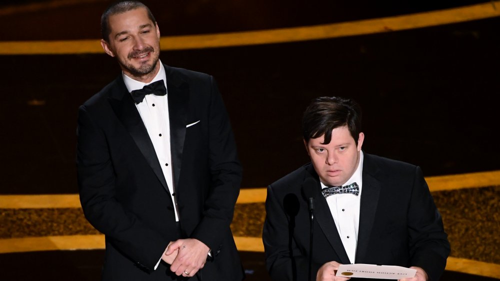 Shia LaBeouf and Zack Gottsagen present at the 2020 Academy Awards