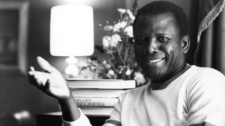 black and white of young Sidney Poitier