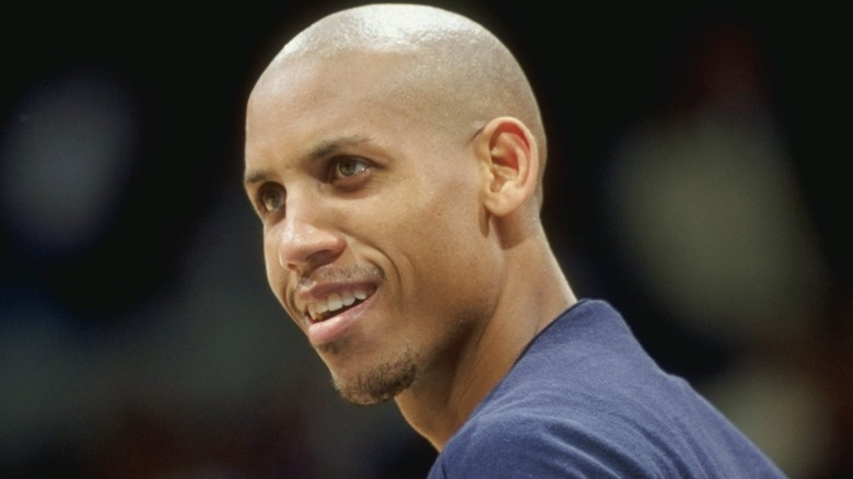 Reggie Miller during warm-ups 