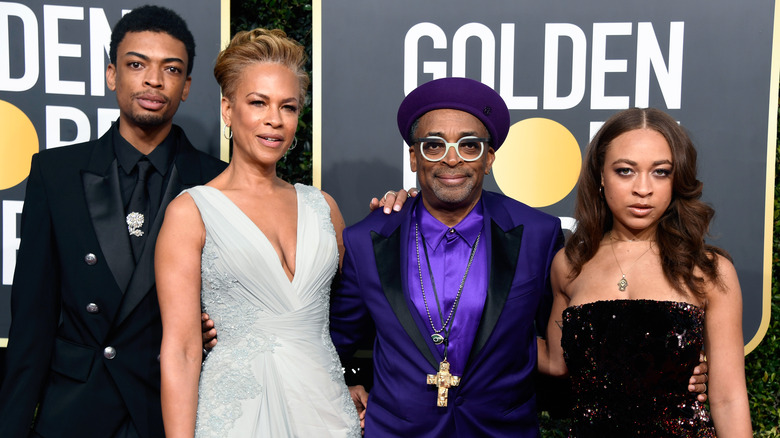 Spike Lee and family posing