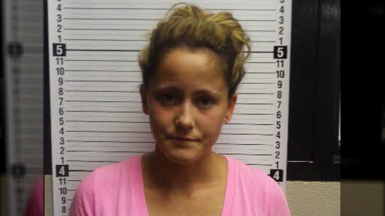 Jenelle Evans posing for her mugshot