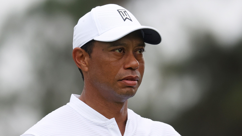 Tiger Woods looking serious