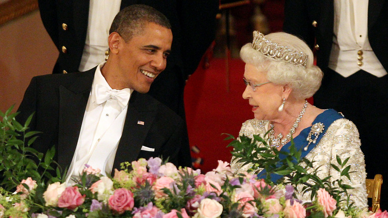 Barack Obama and Queen Elizabeth Smile 