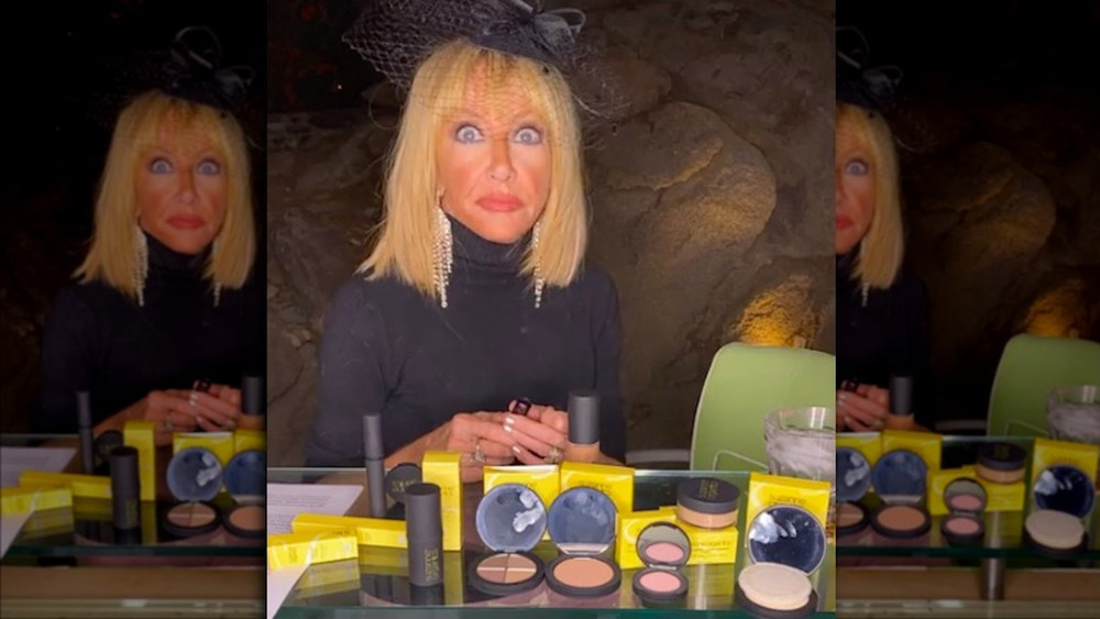 Suzanne Somers staring at camera