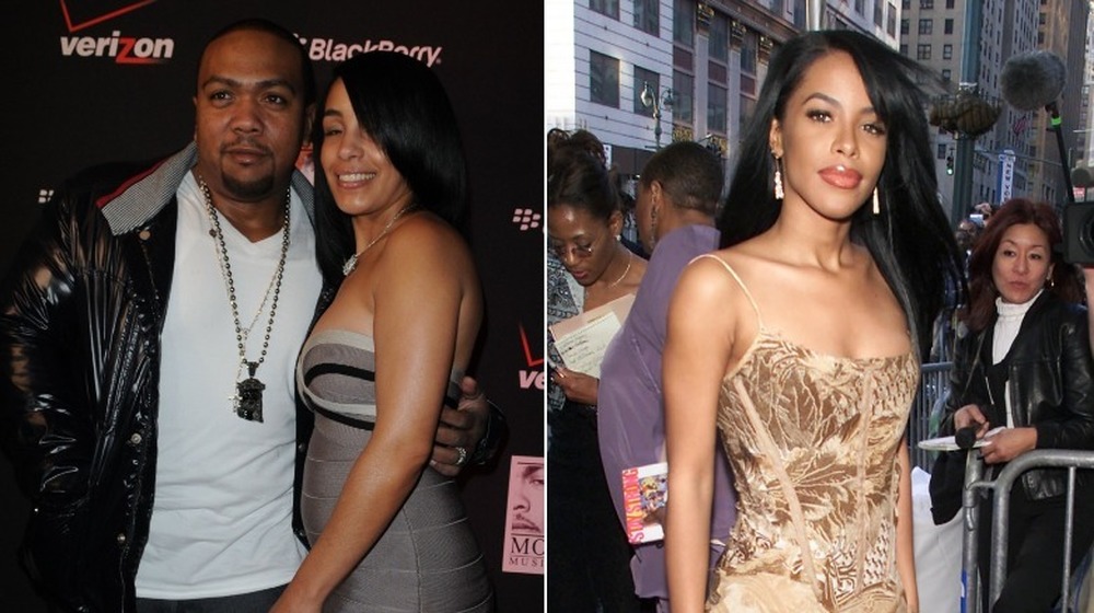 Timbaland, Monique Idlett, and Aaliyah posing