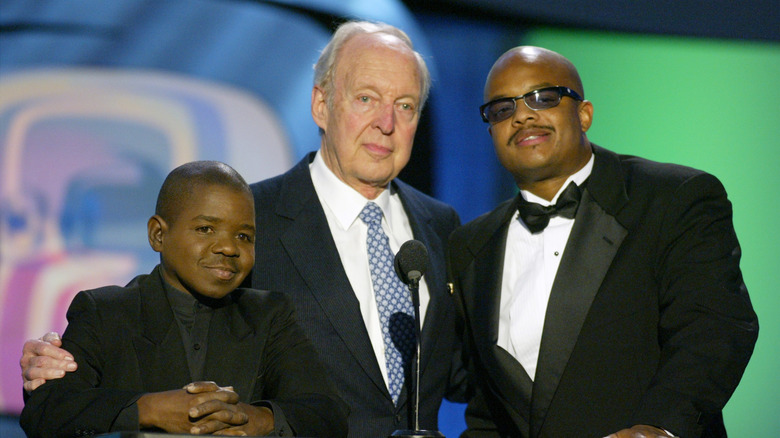 Gary Coleman, Conrad Bain, and Todd Bridges pose together.