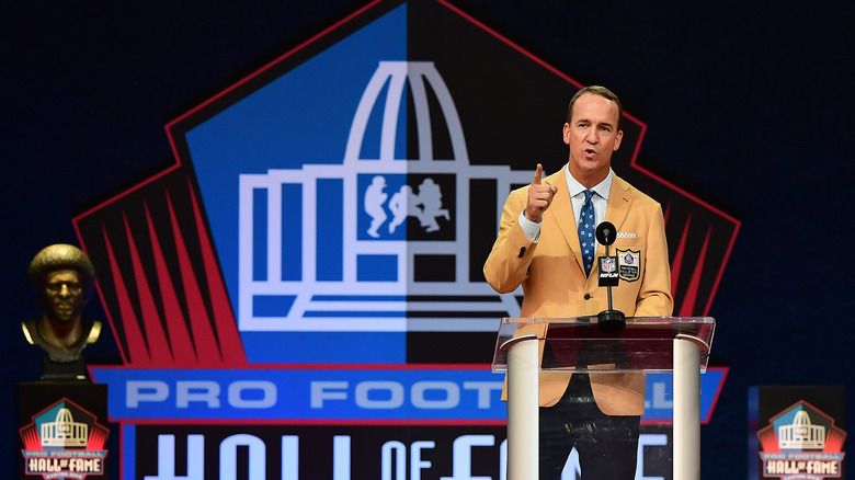 Peyton Manning speaking at his Hall of Fame Induction