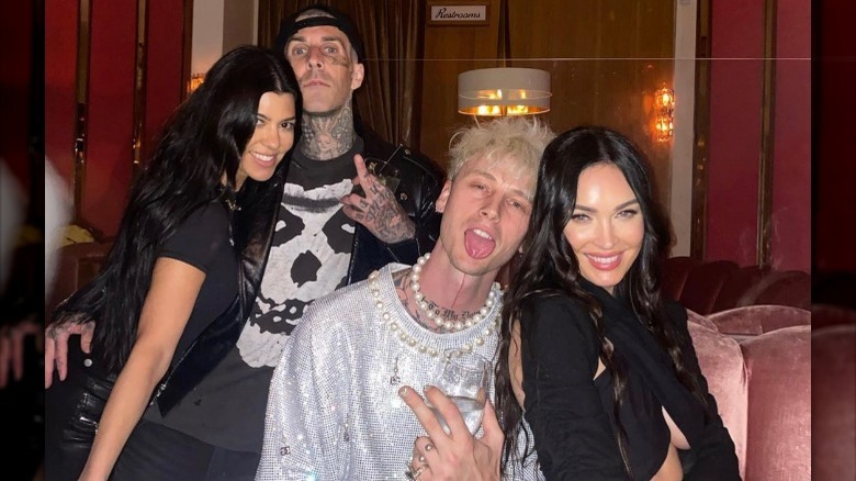 Kourtney Kardashian, Travis Barker, Machine Gun Kelly, and Megan Fox pose for photo