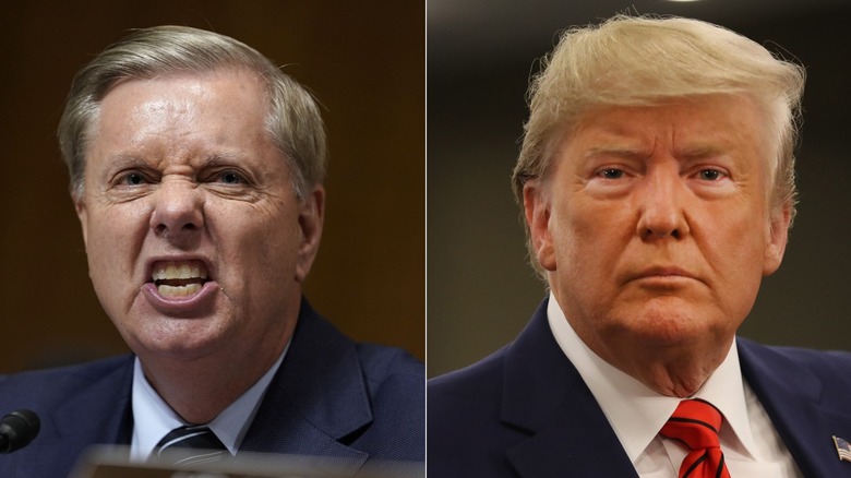 Lindsey Graham and Donald Trump split image