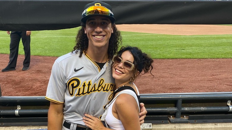 Cole Tucker and Vanessa Hudgens at baseball game